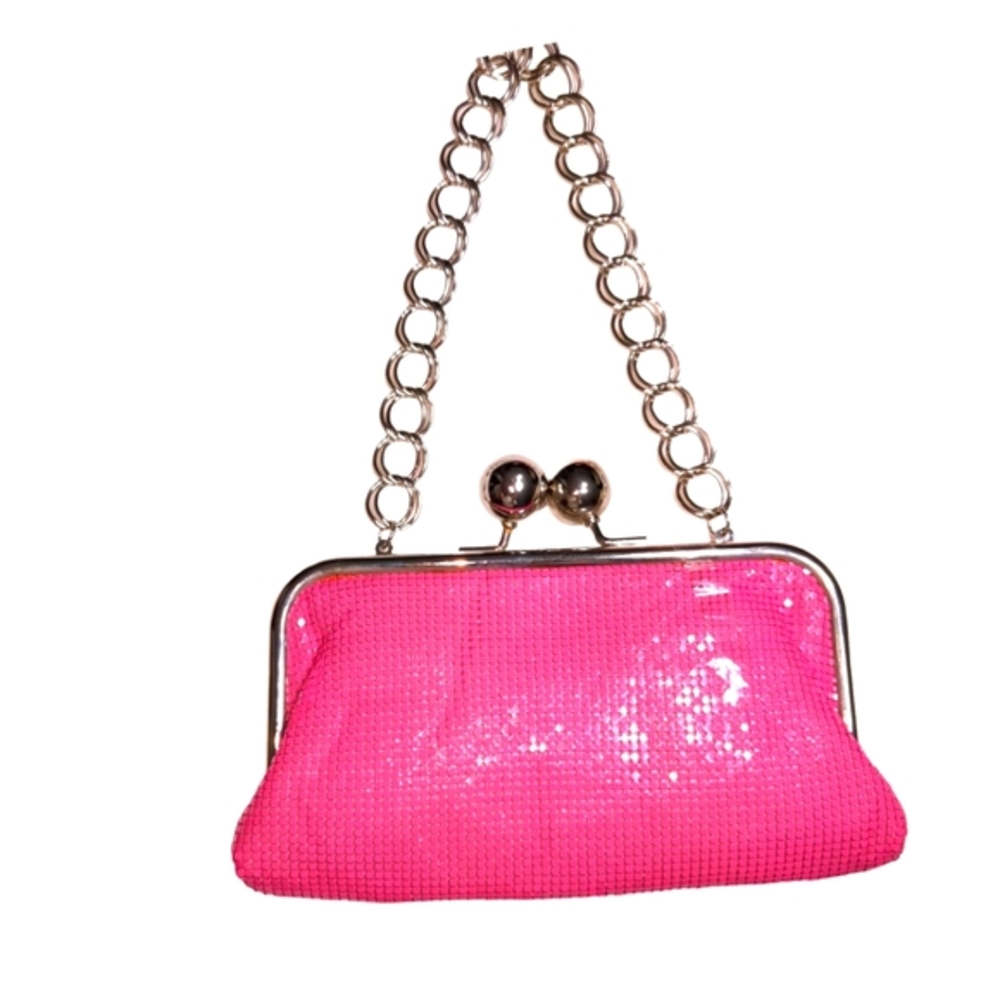 * New "ALDO Evening Hot Pink Metallic Clutch  Bag Chain Strap